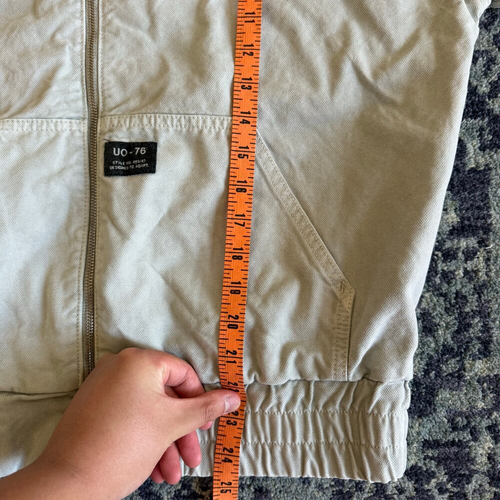 Urban Outfitters BDG Sage Green Heavyweight Canvas Zip-Up Bomber Jacket Winter - Picture 13 of 13